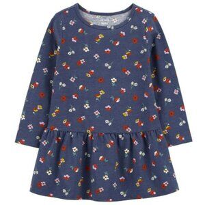 NWT. CARTER'S Girls Navy Floral Jersey Dress